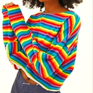 Urban Outfitters | Rainbow Carpenter Cropped Sweater Tee